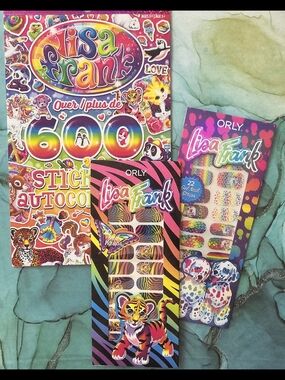 Lisa Frank Sticker & Orly Nail Strip Bundle - Rainbow Tiger & Dalmation Pup Set
